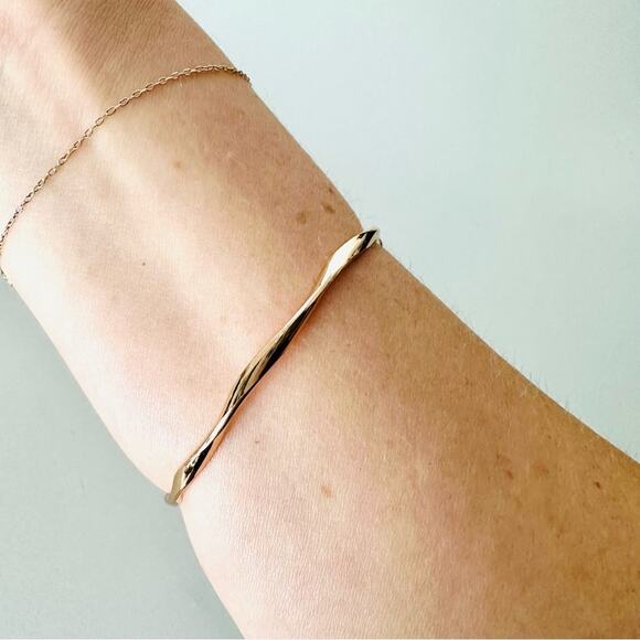 NEW NORDSTROM REVOLVE Gold Ball Slim Band Twisted Bracelet Bangle Cuff Jewelry - Picture 11 of 12